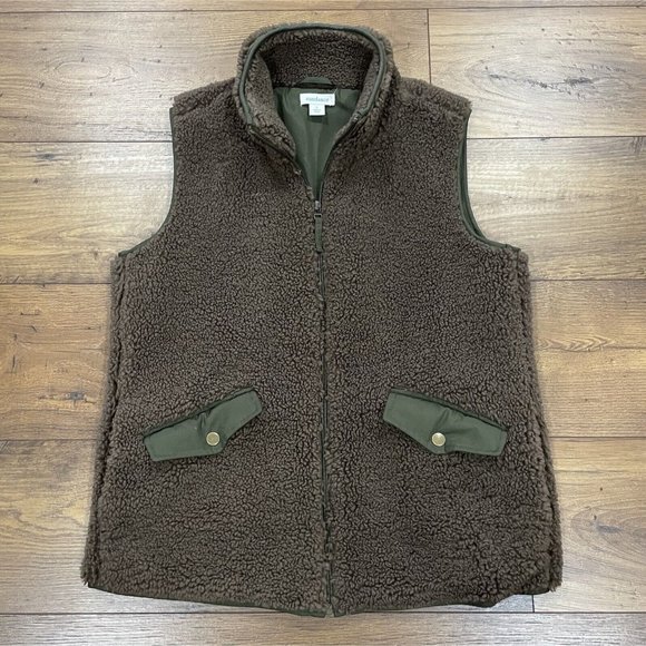 Sundance‎ Catalog Vest Womens Small Brown Sherpa Jacket Zip Pockets Bohemian - Picture 1 of 11